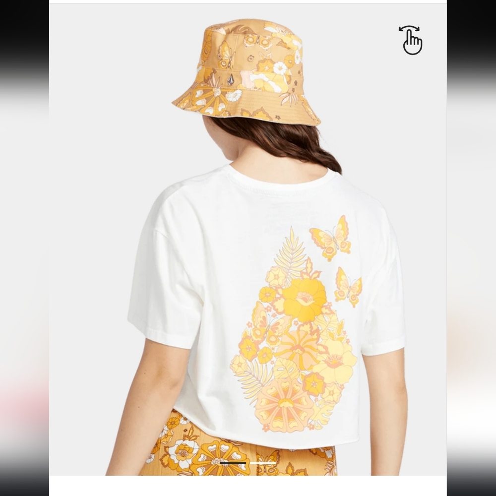 The Volcom Womens Sun Keep Trim T-Shirt in White  Sz M  NWT - Picture 2 of 9